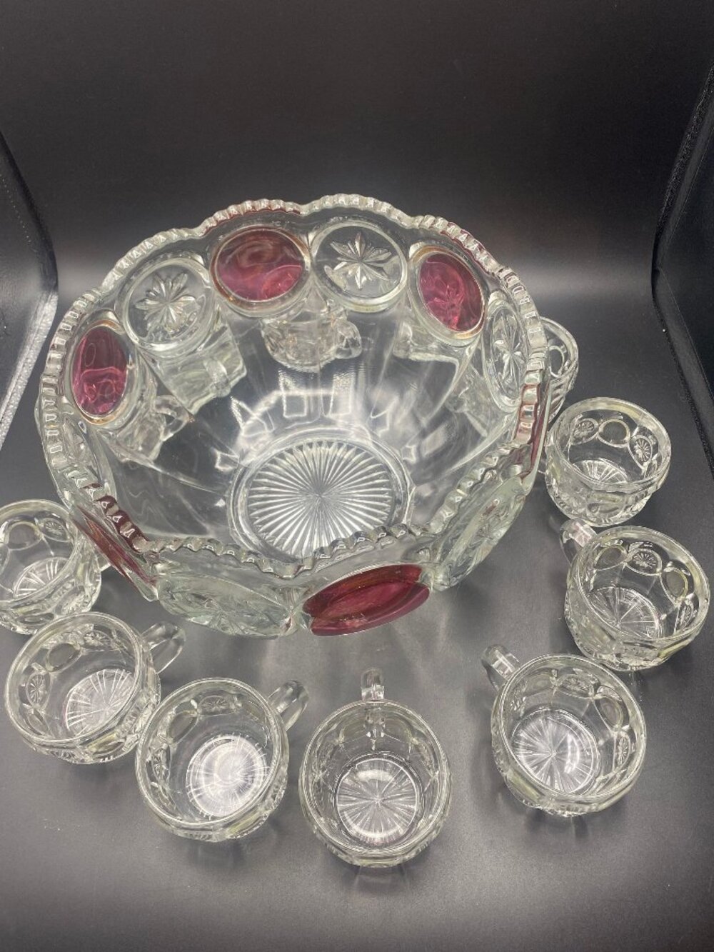 Tiffin Cranberry Punch Bowl Set